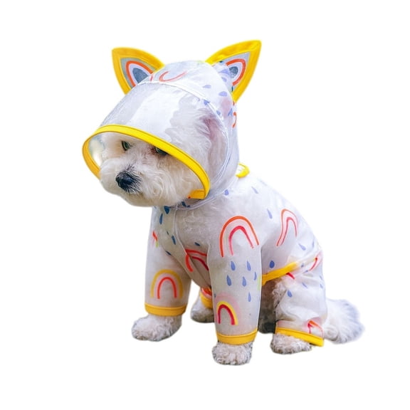 Waterproof Dog Raincoat,Full Coverage 4 Legs Dog Rain Jacket for Small Dogs,Pet Rain Coat with Hood,Reflective Strips&Leash Hole Outdoor Raincoat, M