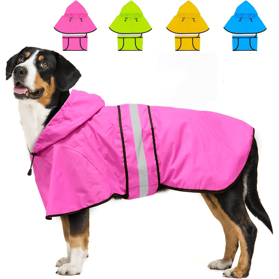 Waterproof Dog Raincoat – Lightweight Hooded Jacket with Reflective Strips for Small Dogs, Breathable Four-Leg Design for Outdoor & Home
