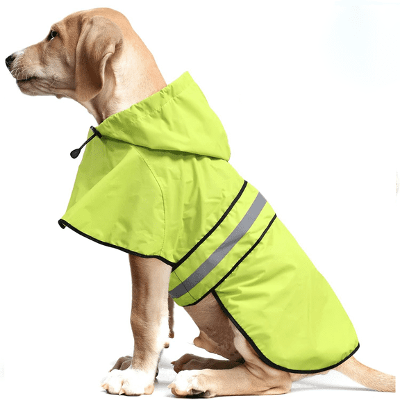 Waterproof Dog Raincoat – Lightweight Hooded Jacket with Reflective Strips for Small Dogs, Breathable Four-Leg Design for Outdoor & Home
