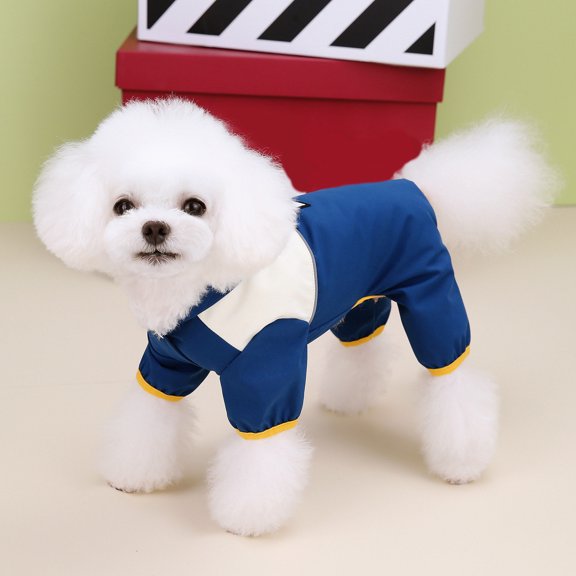 Waterproof Dog Raincoat with Hood and Reflective Tape – Zip Up Jacket Buttons Fix Hood on Back for Small Medium Dogs