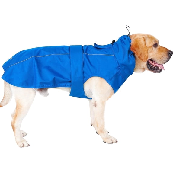 Waterproof Dog Raincoat with Reflective Strip, Lightweight Pet Rain Jacket with Leash Hole for Dogs (Blue, Medium)