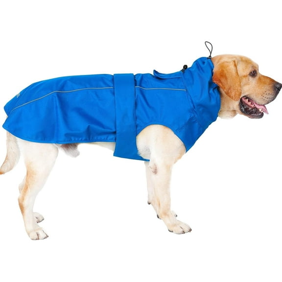 Waterproof Dog Raincoat with Reflective Strip, Lightweight Pet Rain Jacket with Leash Hole for Dogs (Blue, XX-Large)