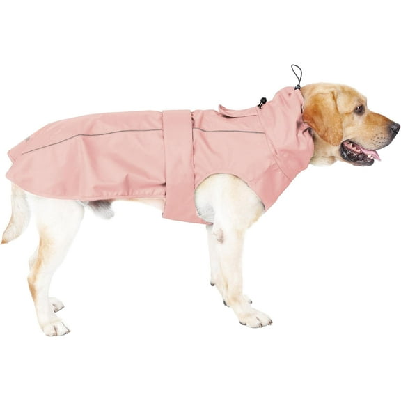 Waterproof Dog Raincoat with Reflective Strip, Lightweight Pet Rain Jacket with Leash Hole for Dogs (Pink, X-Large)