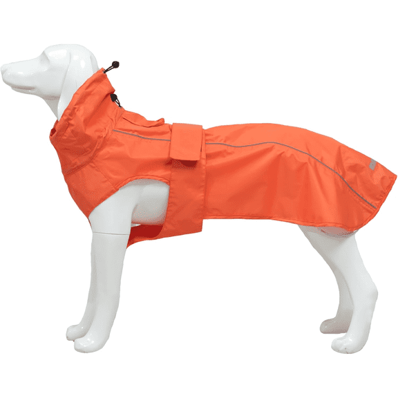 Waterproof Dog Raincoat with Reflective Strip, Lightweight Pet Rain Jacket with Leash Hole for Dogs (Orange,X-Small)