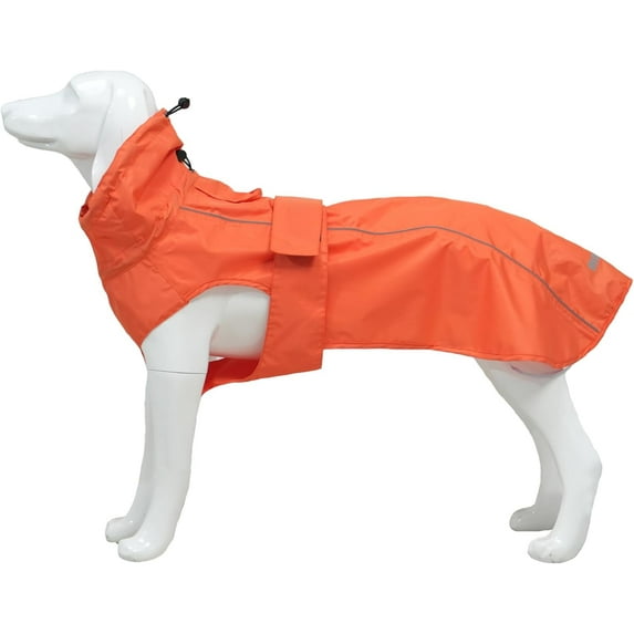 Waterproof Dog Raincoat with Reflective Strip, Lightweight Pet Rain Jacket with Leash Hole for Dogs (Orange,XXX-Large)