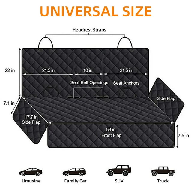 Waterproof Dog Seat Cover Hammock Back Protector For Cars, SUVs And
