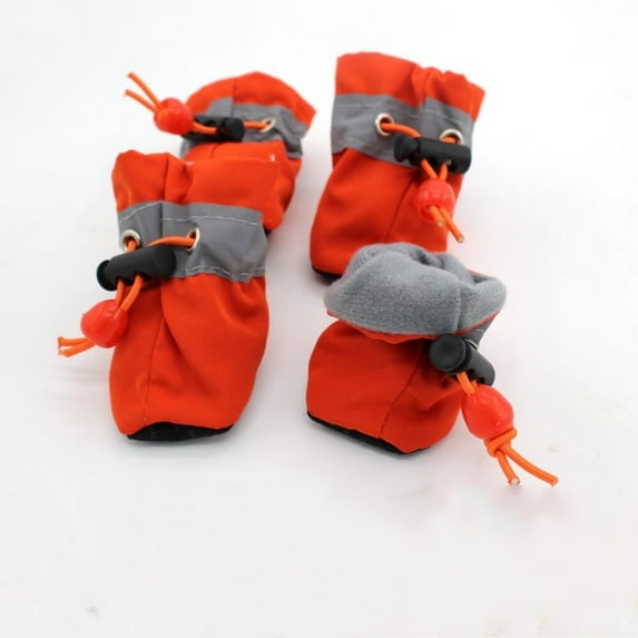 Waterproof Dog Shoes for Hot Pavement, Puppy Booties with Reflective Straps, Anti-Slip Sole Dog Rain Boots Dog Paw Protector Shoes for Small Medium Cats Dogs, Red