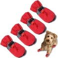 thumbnail image 1 of Waterproof Dog Shoes for Small Dogs, Anti-Slip Dogs Boots & Paw Protector for Snowy Day, Summer Hot Pavement Dog Booties with Reflective Straps, Cat Dog Shoe for Indoor Hardfloors (Red, 1), 1 of 7