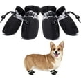 thumbnail image 1 of Waterproof Dog Shoes for Small Dogs, Puppy Booties with Reflective Straps, Anti-Slip Dogs Boots for Hot Pavement Boots, Dog Paw Protector Shoes for Indoor Hardfloors and Snowy Day (Black, 4), 1 of 7