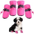 thumbnail image 1 of Waterproof Dog Shoes for Small Dogs, Puppy Booties with Reflective Straps, Anti-Slip Dogs Boots for Hot Pavement Boots, Dog Paw Protector Shoes for Indoor Hardfloors and Snowy Day (Pink, 5), 1 of 7