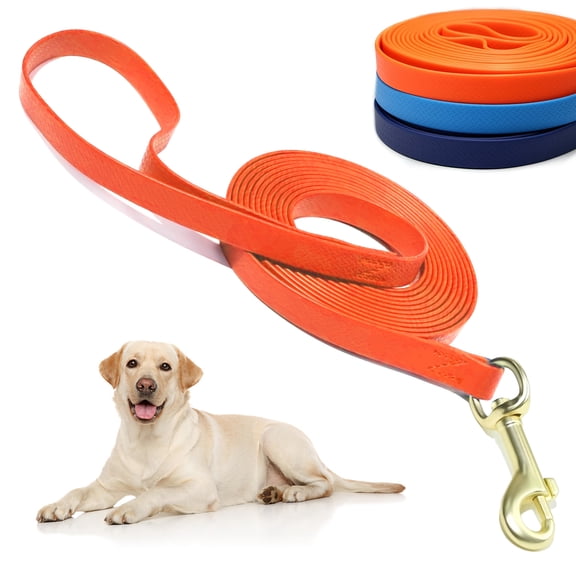 Tockfit Waterproof PVC Dog Training Leash, 40FT(12M) Heavy Duty Recall Lead for Small to Large Dogs,Orange