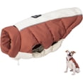 thumbnail image 1 of Waterproof Dog Winter Coat -Adjustable Warm Pet Jacket with Lead Hole & Zipper, Reflective Cold Weather Vest for Small to Large Dogs,Pet Apparel Outdoor Clothes (Brown, L), 1 of 8