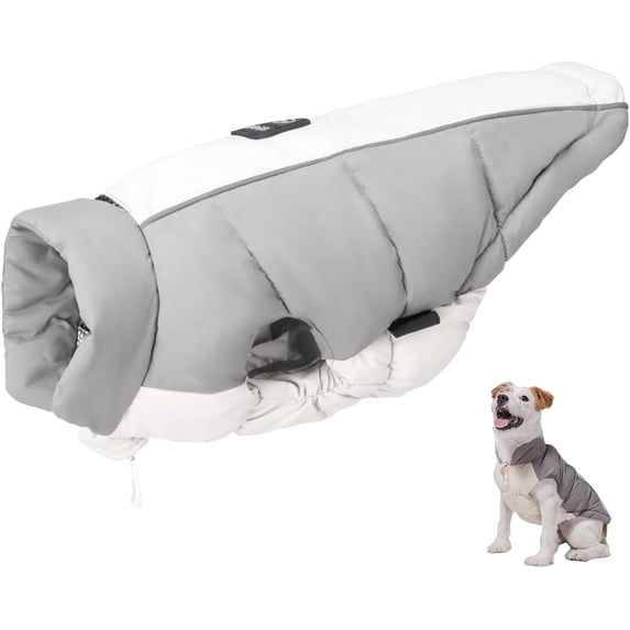Waterproof Dog Winter Coat -Adjustable Warm Pet Jacket with Lead Hole & Zipper, Reflective Cold Weather Vest for Small to Large Dogs,Pet Apparel Outdoor Clothes (Grey, XXXL)