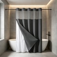 thumbnail image 1 of Waterproof Double Layer Shower Curtain, Waffle Weave Polyester Bath Curtain with Detachable Liner, Reinforced Grommet Top, Machine Washable, Standard Size for Bathtub and Shower Stall, 1 of 6