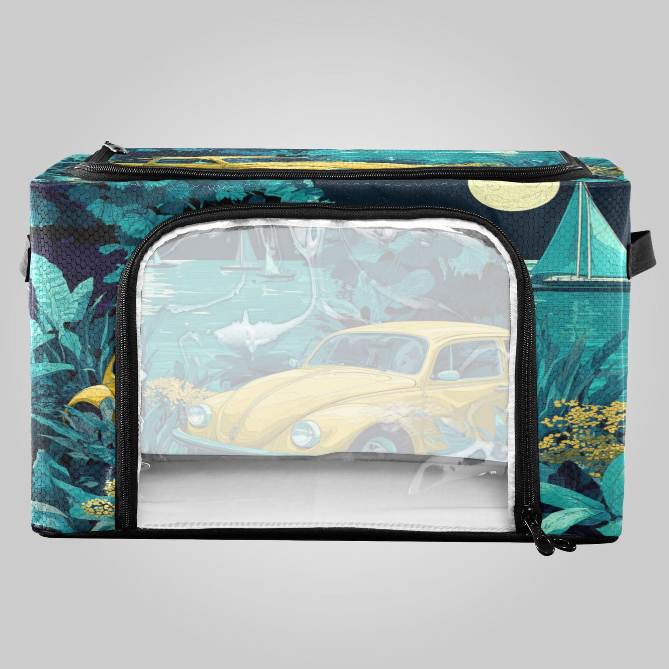 10in Storage Box Waterproof Double Opening Foldable Storage Bin with Iron Frame for ...