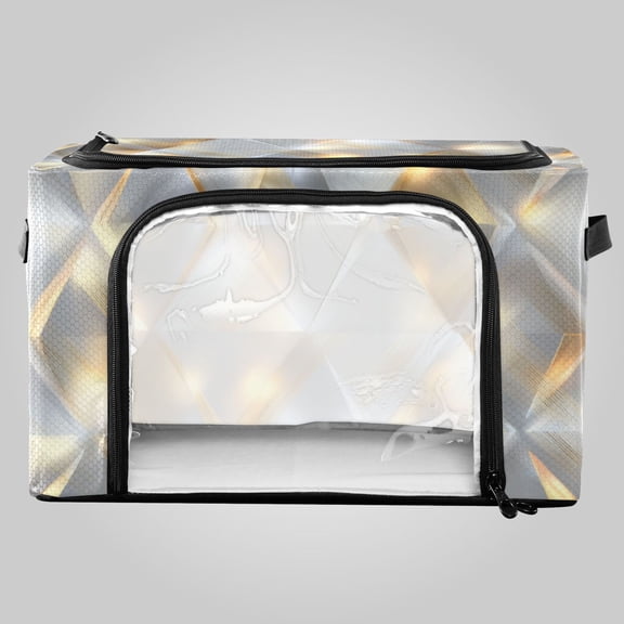 Waterproof Double Opening Foldable Storage Bin with Iron Frame for Closet Bathroom16.9*11.4*10in Luxe Triangular Gradient