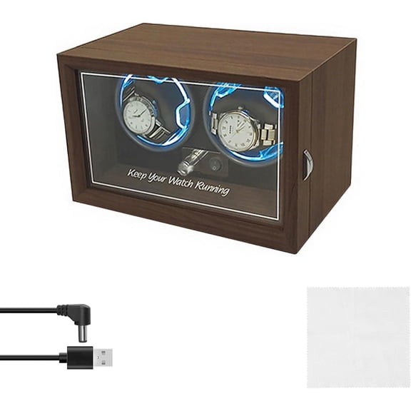 Waterproof Double Watch Winder for Automatic Watches, Luxurious Watch Winder Box, Quiet Motor, LED and 4 Rotating Modes, for Collector Enthusiast Businessman