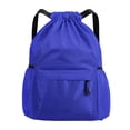 thumbnail image 1 of Waterproof Drawstring Backpack with Wet Pocket - Lightweight Gym Sackpack - Water Resistant String Bag for Beach, Swim, and Sports ( Blue ), 1 of 6