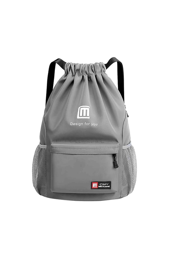 Waterproof Drawstring Gym Backpack Bag for Men & Women, Sport Gym Sack Mini Travel Daypack(Gray)