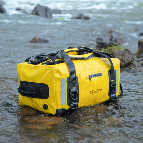 Waterproof Dry Backpack - Lockable Durable Duffel for Kayaking/Camping/Travel, Adjustable Straps, Unisex Blue/Black Design, Sports Gear