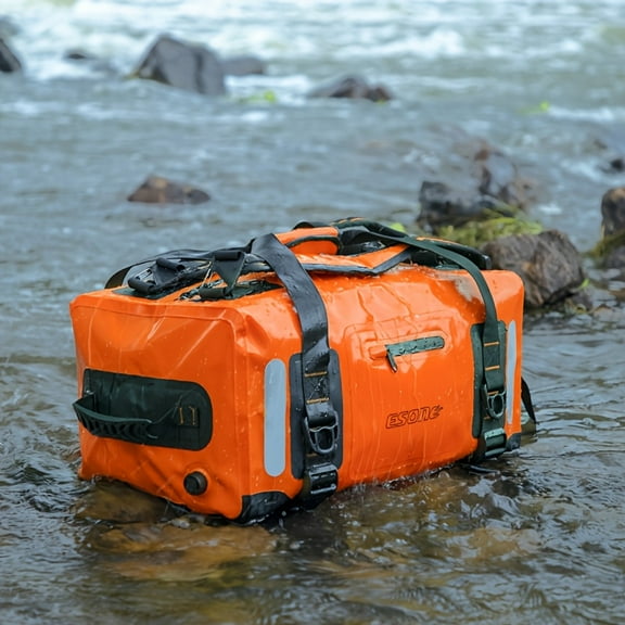 Waterproof Dry Backpack - Lockable Durable Duffel for Kayaking/Camping/Travel, Adjustable Straps, Unisex Blue/Black Design, Sports Gear