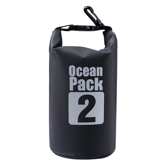 Waterproof Dry Bag 2L Portable Foldable Storage Sack for Kayaking Rafting Boating Swimming Outdoor Water Sports Gear Lightweight PVC Floating Bag for Phone and Valuables,Black