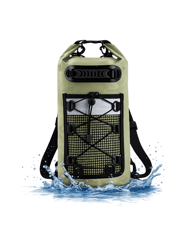 Waterproof Dry Bag Backpack , Floating Roll Top Dry Sack for Kayak, Paddle Board, Boat, Camping, Hiking, Fishing, Beach Travel,10L,green