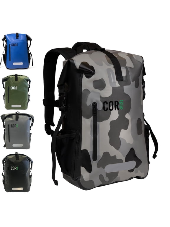Waterproof Dry Bag Backpack with Padded Laptop Sleeve 25L & 40L Heavy Duty, Roll-Top Pack by COR Surf (Camo, 25L)