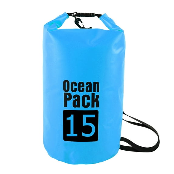 Waterproof Dry Bag Pack Sack Swimming Kayaking Boat Trekking Decor Supplies (15L Sky Blue)