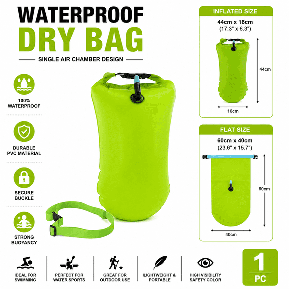 Waterproof Dry Bag & Swim Buoy - Floating Storage Pouch for Open Water Swimming, Kayaking, Rafting & Outdoor Adventures
