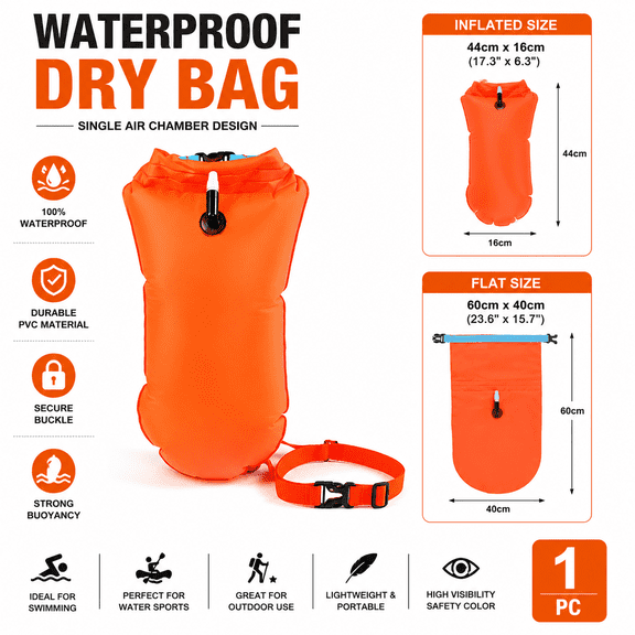 Waterproof Dry Bag & Swim Buoy - Floating Storage Pouch for Open Water Swimming, Kayaking, Rafting & Outdoor Adventures