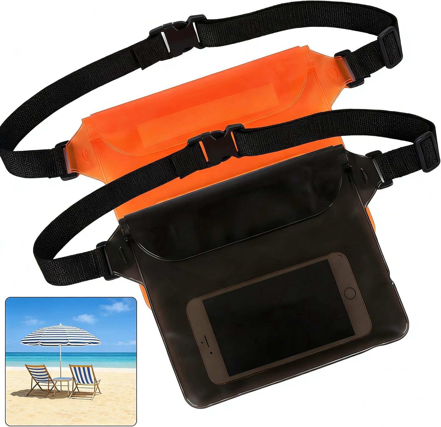 Waterproof Dry Belt Bag & Cell Phone Pouch Secure Leakproof Seal, Adjustable Waist Strap, Ideal for Swimming, Beach Outdoor Water Activities