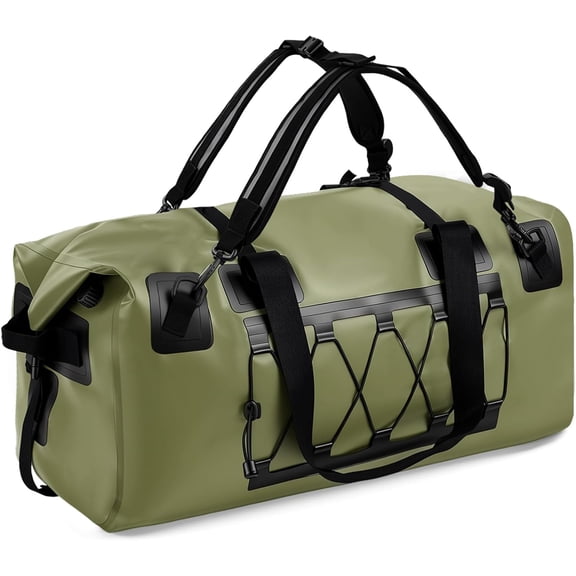 Waterproof Duffel Bag, 70L Large Roll Top Motorcycle Dry Backpack | Heavy-Duty, Waterproof and Sandproof, 500D PVC, Welded Seams Luggage Duffle Bags for Kayaking, Rafting, Camping, Motorcycle
