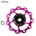thumbnail image 1 of Waterproof Dust-proof Mountain Road Bike Rear Derailleur Pulley Sealed Bearing Guide Wheel Cycling Accessory Pulley Bearings Part PINK 11T, 1 of 8