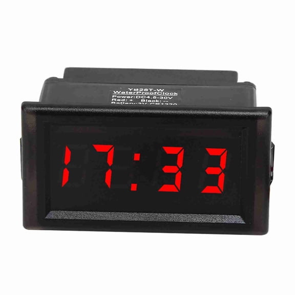 Waterproof Dustproof Car Electronic Clock Digital LED High Precision Night Glow Dashboard Time Display Watch for Auto Marine Motorcycle (Red, 2.13 x 1.18 in / 54 x 30 mm)