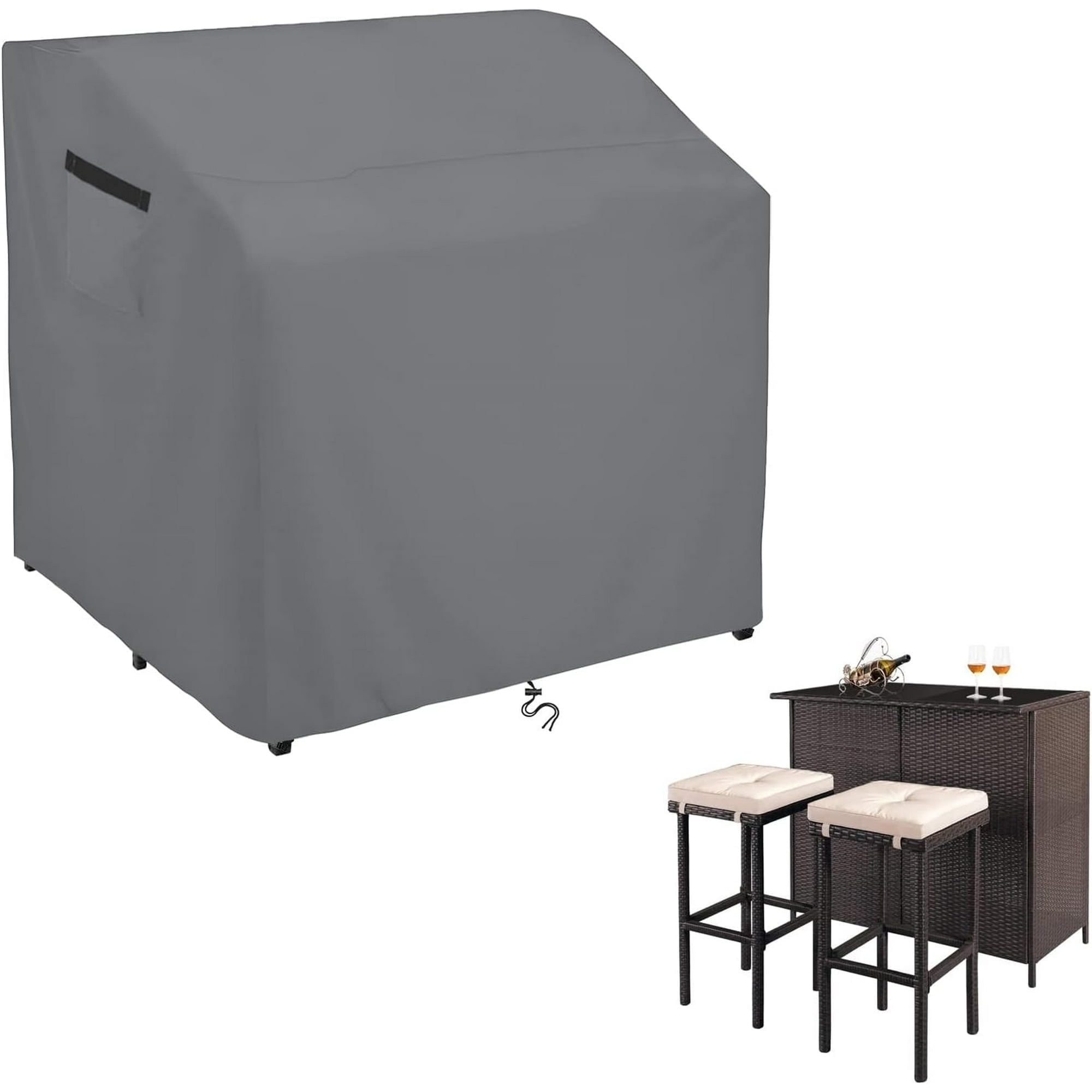 Outdoor Bar Set Cover-Weatherproof & Waterproof,Heavy Duty Patio Dining Table Cover for Bar Furniture Set with Chairs