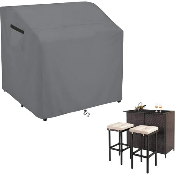 Outdoor Bar Set Cover-Weatherproof & Waterproof,Heavy Duty Patio Dining Table Cover for Bar Furniture Set with Chairs
