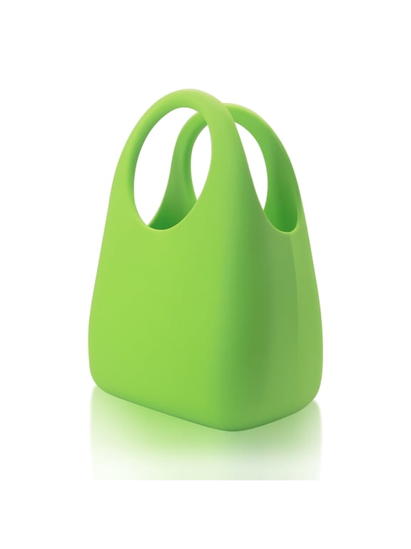 Waterproof EVA Mini Tote Bag for Daily Commute, Silicone Handbag with Ergonomic Handle, Chic Storage Satchel fits Essentials, (1-Pack, Green)
