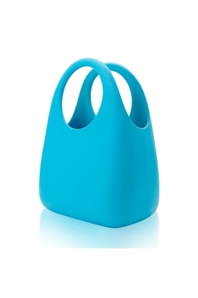 Waterproof EVA Mini Tote Bag for Daily Commute, Silicone Handbag with Ergonomic Handle, Chic Storage Satchel fits Essentials, (1-Pack, Light Blue)