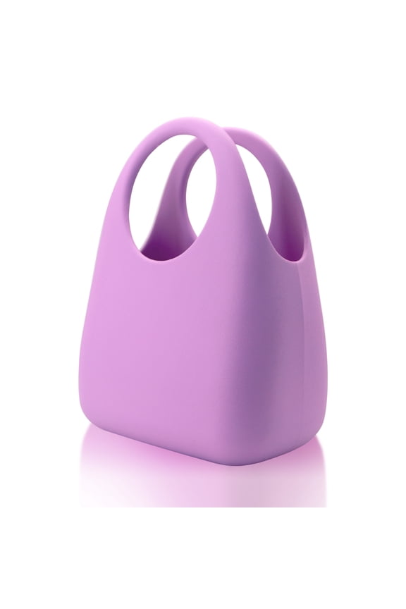 Waterproof EVA Mini Tote Bag for Daily Commute, Silicone Handbag with Ergonomic Handle, Chic Storage Satchel fits Essentials, (1-Pack, Purple)
