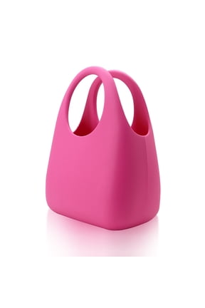 Waterproof EVA Mini Tote Bag for Daily Commute, Silicone Handbag with Ergonomic Handle, Chic Storage Satchel fits Essentials, (1-Pack, Rose Red)