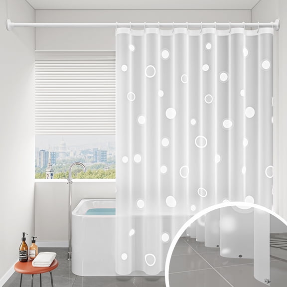 Waterproof EVA Shower Curtain with Weighted Bottom and Grommets, No Drilling Required with Hooks Included, 1 Count
