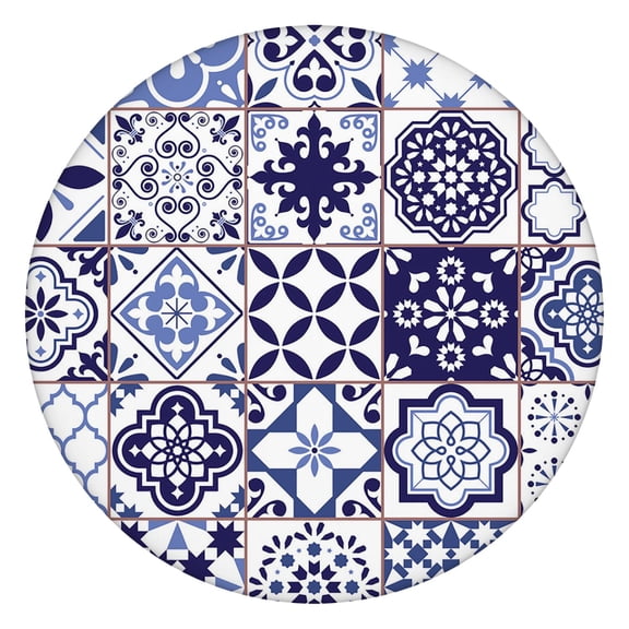 Waterproof Elastic Tablecloth, Round 44" Design, Colorful Boho Mandala Print, Perfect for Kitchen or Outdoor Use