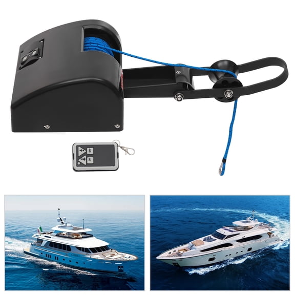 Waterproof Electric Boat Winch for Lakes & Seas - ABS & Stainless Steel Build, Free Fall Function, Complete Fittings Included