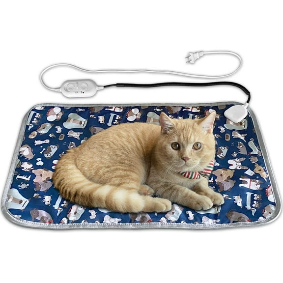 Waterproof Electric Heating Pad For Pets (For Dogs And Cats), Adjustable Temperature, Anti-Bite Steel Wire, Anti-Chewing,Blue