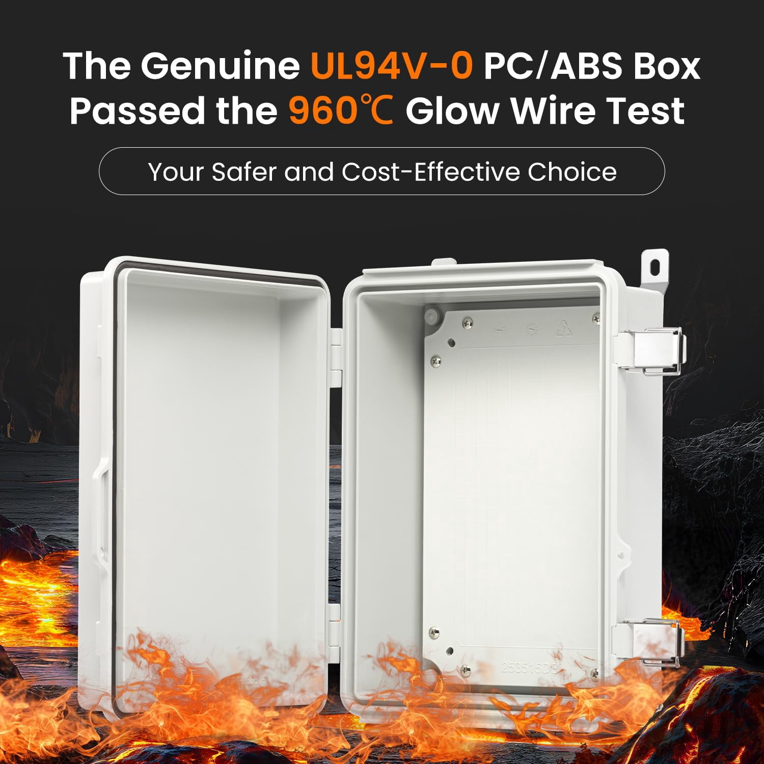 Waterproof Electrical Box IP66 PC/ABS Alloy Grey Hinged Door UL94-V0 Outdoor Enclosure