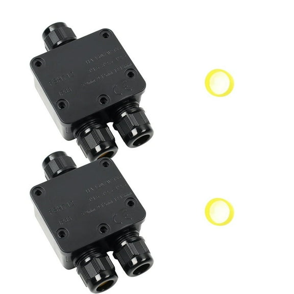Waterproof Electrical Junction Box IP68 Outdoor Cable Wire Connector Case with Terminal Block Black ABS PC 3-Way 70x65x35mm