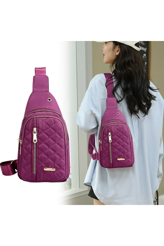 Waterproof Embroidery Shoulder Backpack, 30x17x5cm Large Capacity Crossbody Bag with USB Port - Black/Blue/Red/Purple/Pink, Adjustable Strap 14-36"