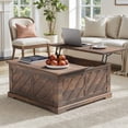 thumbnail image 1 of Lift Top Coffee Table, 35"x35" Wood Square Dining Center Table with Storage and Large Hidden Space for Living Room, Vintage Brown, 1 of 5