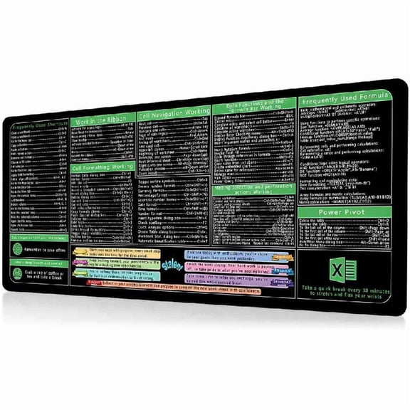 Waterproof Excels Word Cheats Sheet Desk Pad with NonSlip Surfaces for Office